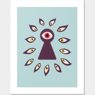 Paranoid Eye Through Keyhole And Staring Eyes Posters and Art